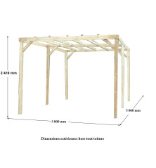 Tonnelle - carport bois - 14.91 m²