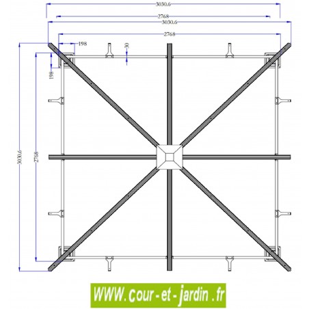 tonnelle 3x3 alu gris anthracite a toit polycarbonate