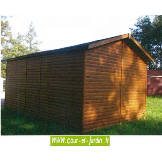 PROMO Garage ou Abri de jardin 18,66 m2 CANBERRA porte basculante en bois  d'épicéa dimensions 4,23 x 6,0 m - ALMATEON