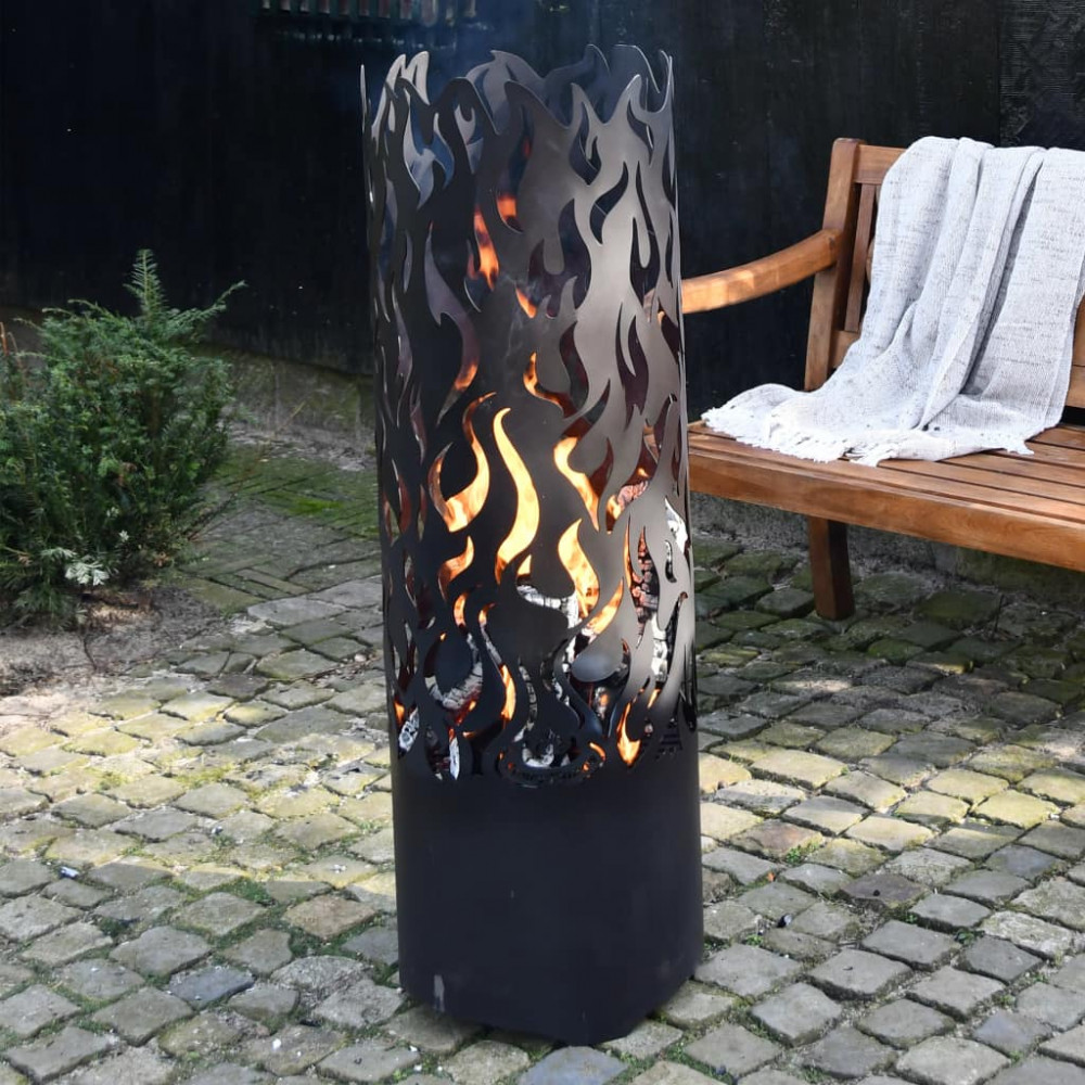 Esschert Design Baril à feu Flames Acier au carbone Noir FF408 -BRA