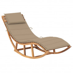 Chaise longue à bascule avec coussin Bois de teck solide