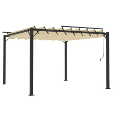 Tonnelle avec toit à persienne 3x3 m Crème Tissu et aluminium