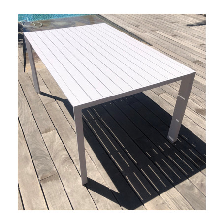 Table de jardin extensible 160-210 , aluminium renforcé blanc et