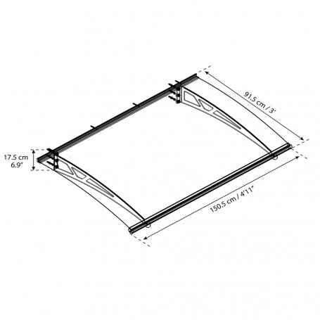 Marquise porte d'entrée Gris - Altair - 150,5 x 91,5 cm - Cour et Jardin