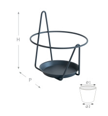 Porte pots muraux avec soucoupe - Anthracite - Diamètre Au Choix