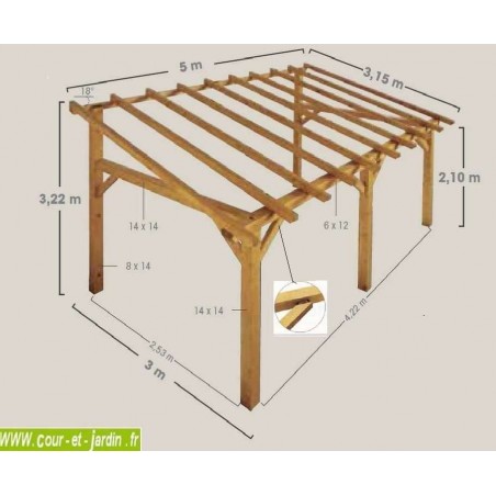 auvent sherwood structure carport adosse 5mx3