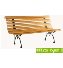 Banc de jardin ancien en fonte avec lattes en pin (150cm). Banc en bois jardin